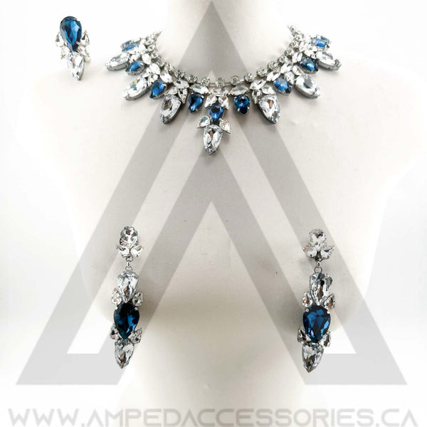 Blue Zircon & Clear Necklace Set