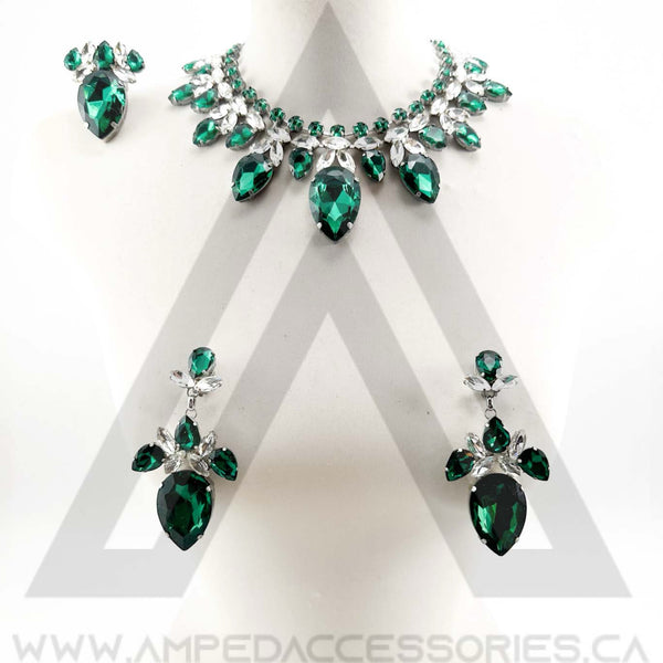 Green Zircon & Clear Necklace Set