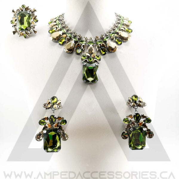 Olive & Gold Necklace Set