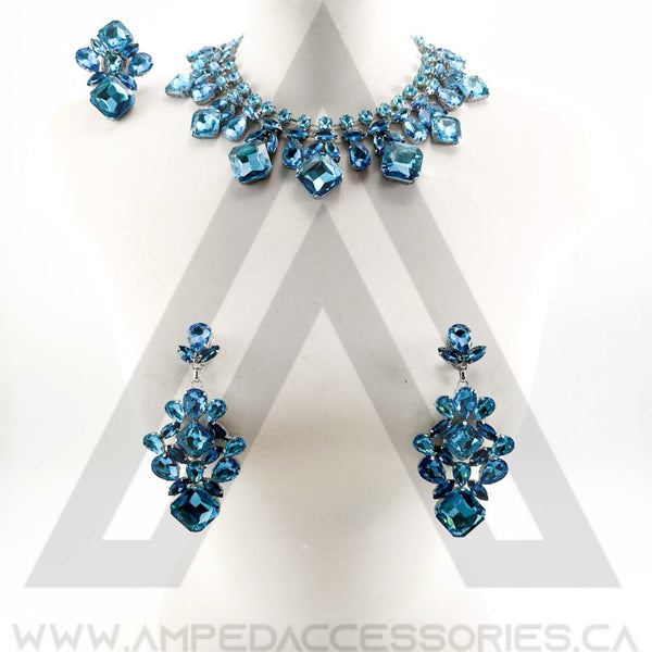 Blue Zircon & Aqua Necklace Set