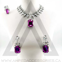 Fucshia & Clear Necklace Set