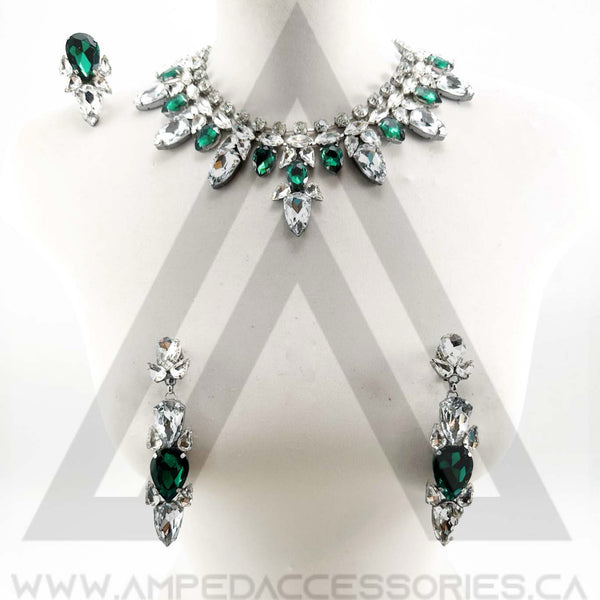 Green Zircon & Clear Necklace Set