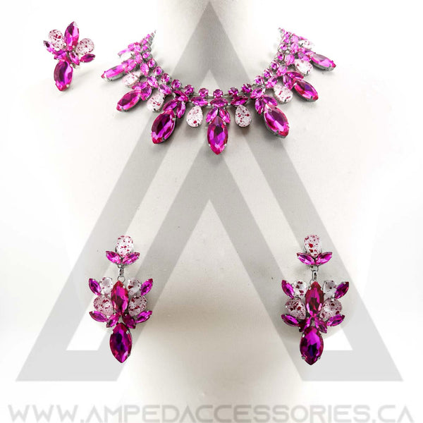 Fucshia & Clear Necklace Set