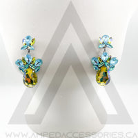 Aqua Mocha AB & Yellow Earrings