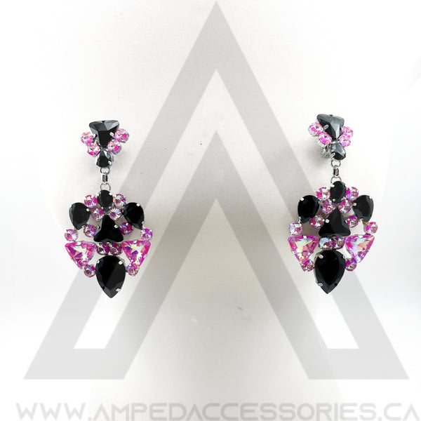 Fuchsia Mocha AB & Black Earrings