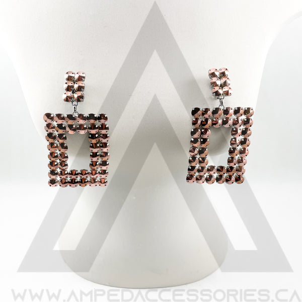 Rose Gold Rectangle Hoop Earrings