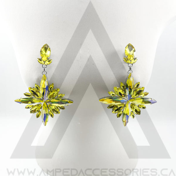 Yellow AB Starburst Earrings