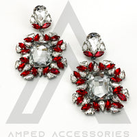 Clear & Red Earrings (NEW Extra-Large Rectangle Stone)